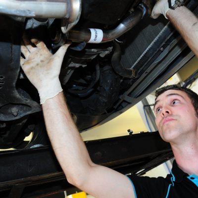HiQ Ilkeston- Russ fitting new front exhaust pipe