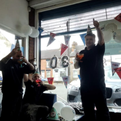 Hi Q Tyres Autocare Somercotes Team Birthday Photo