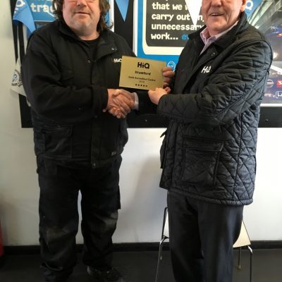 HiQ Stamford- Owen Evans receiving their Gold Standard Award 2018