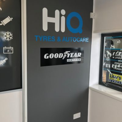 Hi Q Tyres Autocare Swansea Gorseinon Hi Q sign and Goodyear signage