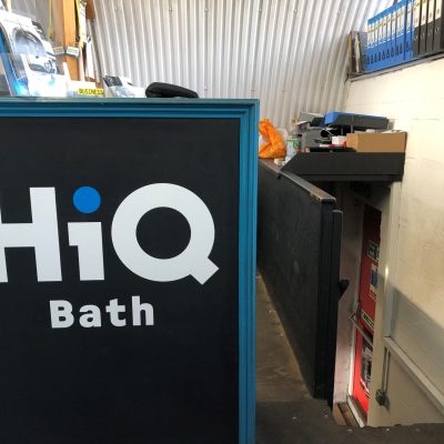 HiQ Tyres & Autocare Bath reception sign