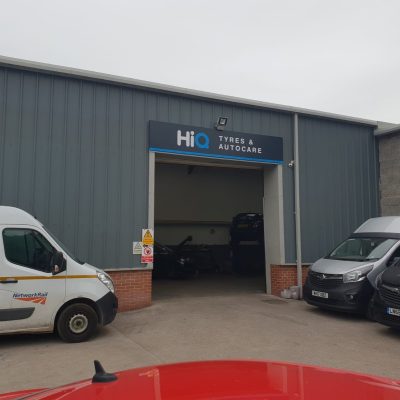 Hi Q Tyres Autocare York New CI MOT Bay with Cars on Car Park