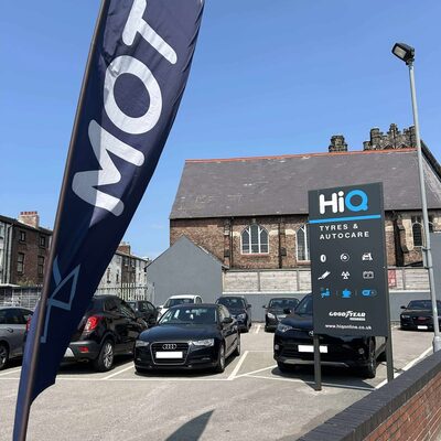 Hi Q Tyres Autocare Birkenhead Totem Flag and Parking