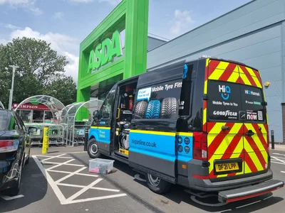 Hi Q Tyres Autocare Coventry Mobile Vans photoshoot Asda
