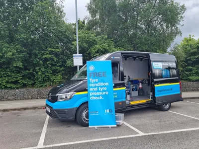 Hi Q Tyres Autocare Coventry Mobile van with roll sheet marketing