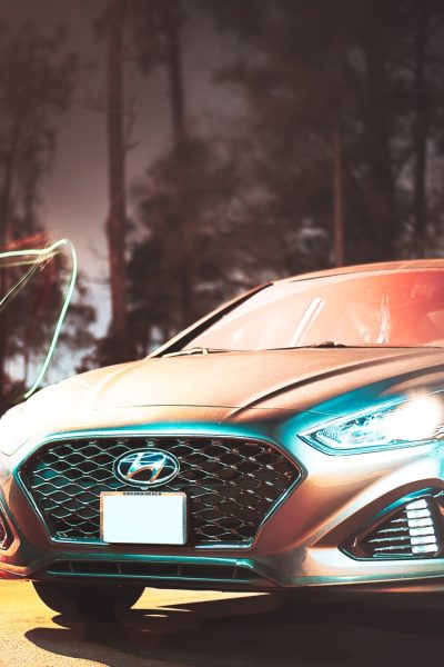 Silver Hyundai with lights