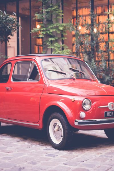 Orange Fiat 500 older model
