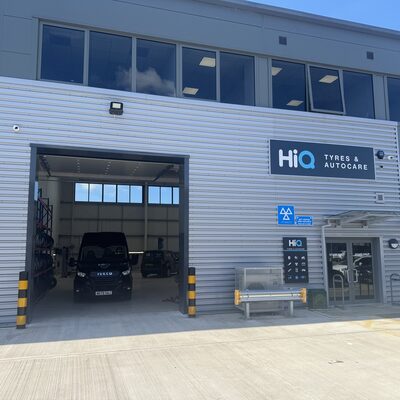 Hi Q Tyres Autocare Trafford Park Exterior with van in workshop